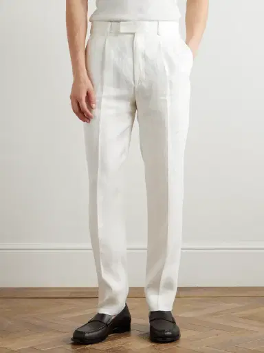 Zegna Straight-Leg Pleated Linen-Twill Trousers - Men | Thumbnail 3 Zegna Straight-Leg Pleated Linen-Twill Trousers - Men | Thumbnail 3