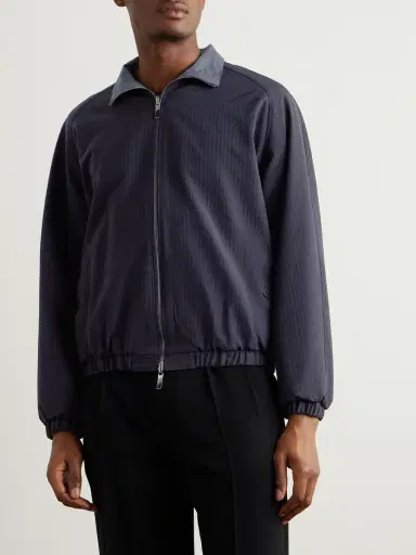 Stòffa Reversible Wool-Seersucker and Poplin Bomber Jacket - Men | Thumbnail 3 Stòffa Reversible Wool-Seersucker and Poplin Bomber Jacket - Men | Thumbnail 3