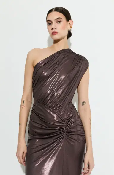 LAPOINTE Coated Jersey One Shoulder Ruched Dress | Thumbnail 3 LAPOINTE Coated Jersey One Shoulder Ruched Dress | Thumbnail 3