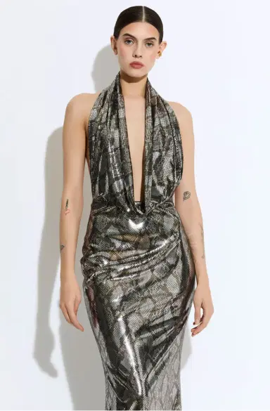 LAPOINTE Metal Snake Deep Cowl Neck Gown | Thumbnail 3 LAPOINTE Metal Snake Deep Cowl Neck Gown | Thumbnail 3