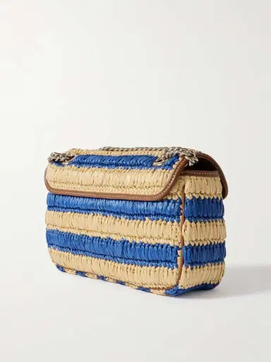 Gucci Gg Marmont 2.0 Leather-trimmed Striped Raffia Shoulder Bag | Thumbnail 3 Gucci Gg Marmont 2.0 Leather-trimmed Striped Raffia Shoulder Bag | Thumbnail 3