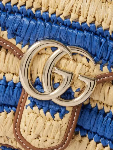 Gucci Gg Marmont 2.0 Leather-trimmed Striped Raffia Shoulder Bag | Thumbnail 4 Gucci Gg Marmont 2.0 Leather-trimmed Striped Raffia Shoulder Bag | Thumbnail 4