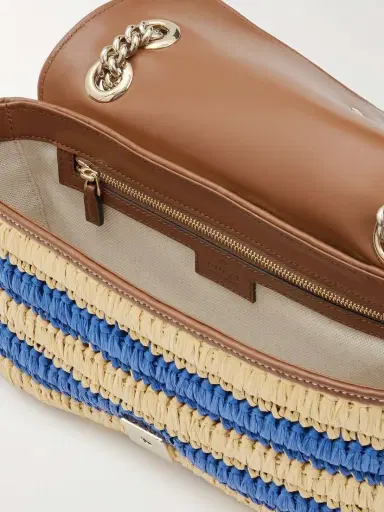 Gucci Gg Marmont 2.0 Leather-trimmed Striped Raffia Shoulder Bag | Thumbnail 5 Gucci Gg Marmont 2.0 Leather-trimmed Striped Raffia Shoulder Bag | Thumbnail 5