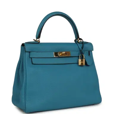 HERMÈS Pre-owned Hermes Kelly Retourne 28 Turquoise Togo Gold Hardware | Thumbnail 2 HERMÈS Pre-owned Hermes Kelly Retourne 28 Turquoise Togo Gold Hardware | Thumbnail 2