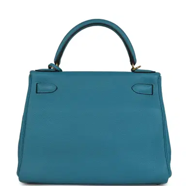 HERMÈS Pre-owned Hermes Kelly Retourne 28 Turquoise Togo Gold Hardware | Thumbnail 5 HERMÈS Pre-owned Hermes Kelly Retourne 28 Turquoise Togo Gold Hardware | Thumbnail 5
