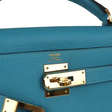 HERMÈS Pre-owned Hermes Kelly Retourne 28 Turquoise Togo Gold Hardware | Thumbnail 7 HERMÈS Pre-owned Hermes Kelly Retourne 28 Turquoise Togo Gold Hardware | Thumbnail 7