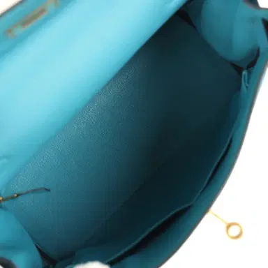 HERMÈS Pre-owned Hermes Kelly Retourne 28 Turquoise Togo Gold Hardware | Thumbnail 8 HERMÈS Pre-owned Hermes Kelly Retourne 28 Turquoise Togo Gold Hardware | Thumbnail 8