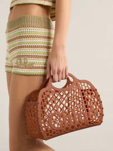 Chloé Cage Leather-trimmed Studded Rubber Shoulder Bag | Thumbnail 2 Chloé Cage Leather-trimmed Studded Rubber Shoulder Bag | Thumbnail 2