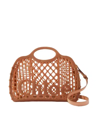 Chloé Cage Leather-trimmed Studded Rubber Shoulder Bag | Thumbnail 1 Chloé Cage Leather-trimmed Studded Rubber Shoulder Bag | Thumbnail 1