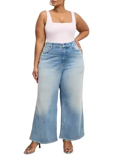 Good American Women's Good Skate High-Rise Wide Cropped Jeans - Indigo | Thumbnail 3 Good American Women's Good Skate High-Rise Wide Cropped Jeans - Indigo | Thumbnail 3