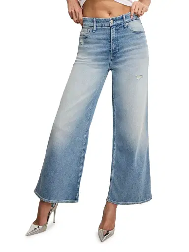 Good American Women's Good Skate High-Rise Wide Cropped Jeans - Indigo | Thumbnail 4 Good American Women's Good Skate High-Rise Wide Cropped Jeans - Indigo | Thumbnail 4