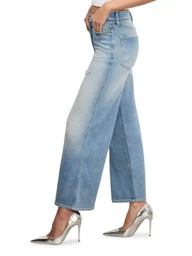 Good American Women's Good Skate High-Rise Wide Cropped Jeans - Indigo | Thumbnail 5 Good American Women's Good Skate High-Rise Wide Cropped Jeans - Indigo | Thumbnail 5