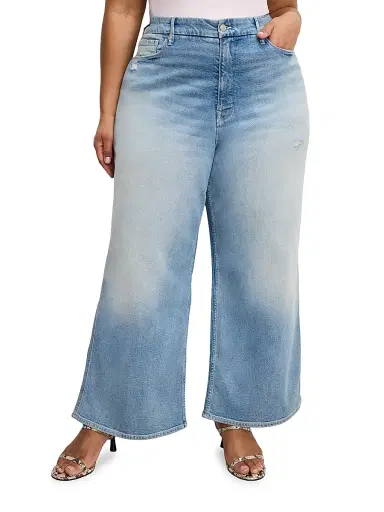 Good American Women's Good Skate High-Rise Wide Cropped Jeans - Indigo | Thumbnail 8 Good American Women's Good Skate High-Rise Wide Cropped Jeans - Indigo | Thumbnail 8
