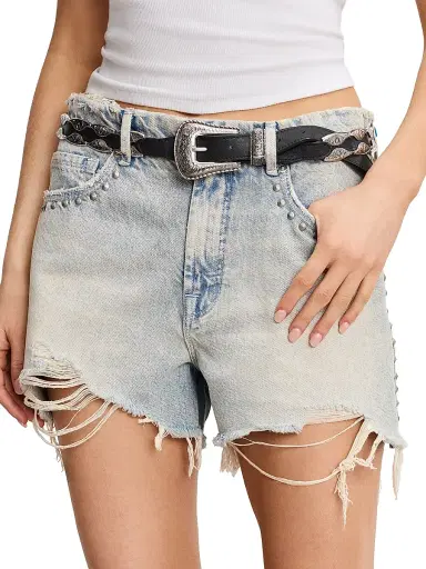 Good American Women's Good 90S Studded Shorts - Indigo | Thumbnail 4 Good American Women's Good 90S Studded Shorts - Indigo | Thumbnail 4