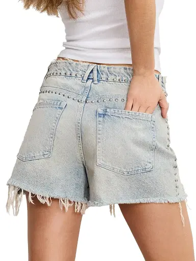 Good American Women's Good 90S Studded Shorts - Indigo | Thumbnail 6 Good American Women's Good 90S Studded Shorts - Indigo | Thumbnail 6