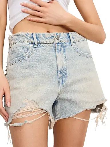 Good American Women's Good 90S Studded Shorts - Indigo | Thumbnail 7 Good American Women's Good 90S Studded Shorts - Indigo | Thumbnail 7