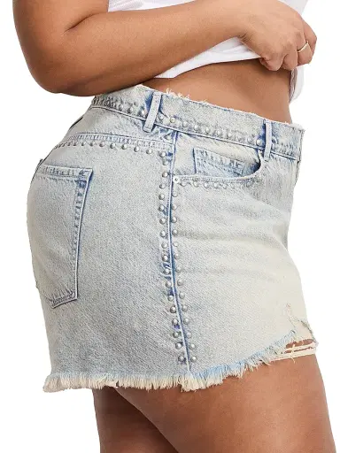 Good American Women's Good 90S Studded Shorts - Indigo | Thumbnail 9 Good American Women's Good 90S Studded Shorts - Indigo | Thumbnail 9