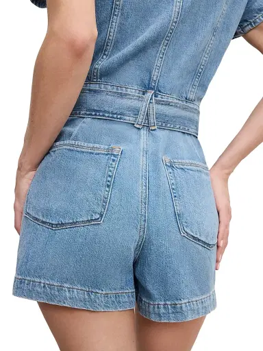 GOOD AMERICAN Women's Fit for Success Lite Linen Denim Romper | Thumbnail 8 GOOD AMERICAN Women's Fit for Success Lite Linen Denim Romper | Thumbnail 8