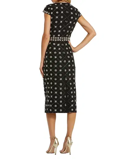 Mac Duggal Women's Hand-Embellished Cap-Sleeve Midi-Dress - Black - Size 16 | Thumbnail 2 Mac Duggal Women's Hand-Embellished Cap-Sleeve Midi-Dress - Black - Size 16 | Thumbnail 2