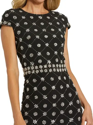 Mac Duggal Women's Hand-Embellished Cap-Sleeve Midi-Dress - Black - Size 16 | Thumbnail 3 Mac Duggal Women's Hand-Embellished Cap-Sleeve Midi-Dress - Black - Size 16 | Thumbnail 3