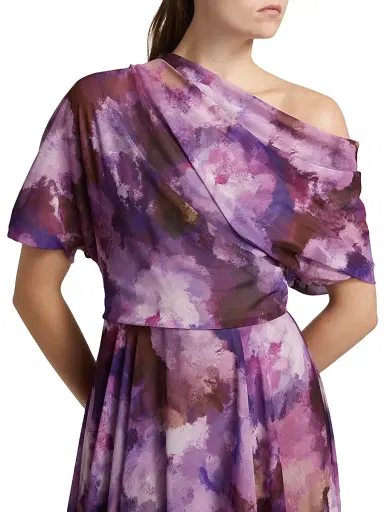 Amsale Women's Floral-Print Chiffon Gown - Lilac Multi | Thumbnail 6 Amsale Women's Floral-Print Chiffon Gown - Lilac Multi | Thumbnail 6