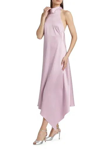 Amsale Women's Satin High-Neck Midi-Dress - Lilac | Thumbnail 4 Amsale Women's Satin High-Neck Midi-Dress - Lilac | Thumbnail 4