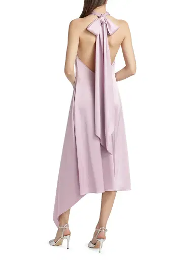 Amsale Women's Satin High-Neck Midi-Dress - Lilac | Thumbnail 5 Amsale Women's Satin High-Neck Midi-Dress - Lilac | Thumbnail 5