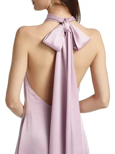 Amsale Women's Satin High-Neck Midi-Dress - Lilac | Thumbnail 6 Amsale Women's Satin High-Neck Midi-Dress - Lilac | Thumbnail 6