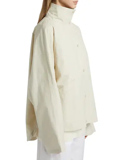 Toteme Women's Organic Cotton-Blend Stand-Collar Jacket - Oyster | Thumbnail 4 Toteme Women's Organic Cotton-Blend Stand-Collar Jacket - Oyster | Thumbnail 4