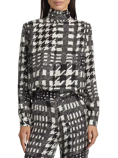 Libertine Women's Peggys Houndstooth Bianca Blouse - Creme Black | Thumbnail 2 Libertine Women's Peggys Houndstooth Bianca Blouse - Creme Black | Thumbnail 2