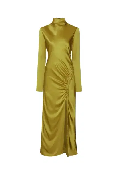 LAPOINTE Satin Bias Tab Dress With Slit | Thumbnail 3 LAPOINTE Satin Bias Tab Dress With Slit | Thumbnail 3