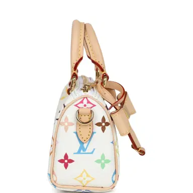 Louis Vuitton Louis Vuitton X Murakami Nano Speedy Bag White Multicolor Monogram Gold Hardware | Thumbnail 3 Louis Vuitton Louis Vuitton X Murakami Nano Speedy Bag White Multicolor Monogram Gold Hardware | Thumbnail 3
