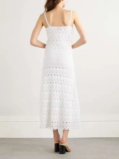 Bottega Veneta Embellished Open-knit Cotton And Silk-blend Midi Dress | Thumbnail 3 Bottega Veneta Embellished Open-knit Cotton And Silk-blend Midi Dress | Thumbnail 3
