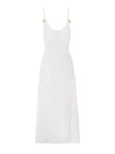 Bottega Veneta Embellished Open-knit Cotton And Silk-blend Midi Dress | Thumbnail 1 Bottega Veneta Embellished Open-knit Cotton And Silk-blend Midi Dress | Thumbnail 1