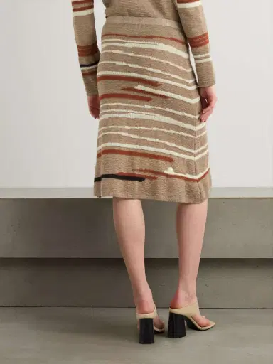 Bottega Veneta Striped Jacquard-knit Linen And Cotton-blend Midi Skirt | Thumbnail 4 Bottega Veneta Striped Jacquard-knit Linen And Cotton-blend Midi Skirt | Thumbnail 4