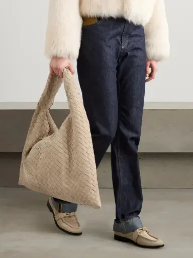 Bottega Veneta Hop Large Intrecciato Suede Tote | Thumbnail 2 Bottega Veneta Hop Large Intrecciato Suede Tote | Thumbnail 2