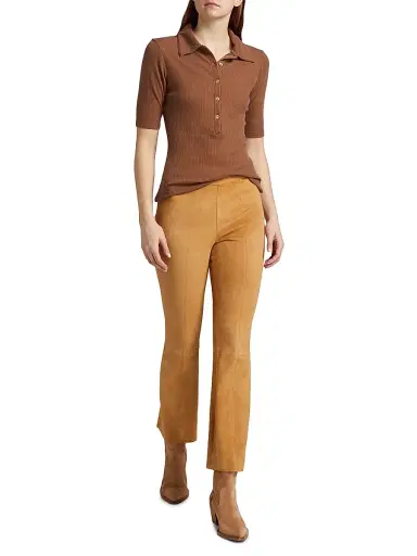 Sprwmn Women's Ankle Flare Suede Pants | Thumbnail 2 Sprwmn Women's Ankle Flare Suede Pants | Thumbnail 2
