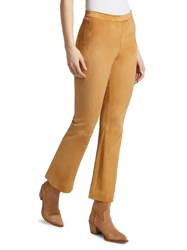 Sprwmn Women's Ankle Flare Suede Pants | Thumbnail 4 Sprwmn Women's Ankle Flare Suede Pants | Thumbnail 4