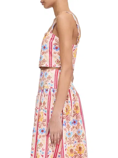 Hill House Home Women's The Clara Crop Top - Pink Floral Block Stripe | Thumbnail 3 Hill House Home Women's The Clara Crop Top - Pink Floral Block Stripe | Thumbnail 3