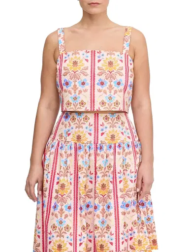 Hill House Home Women's The Clara Crop Top - Pink Floral Block Stripe | Thumbnail 5 Hill House Home Women's The Clara Crop Top - Pink Floral Block Stripe | Thumbnail 5