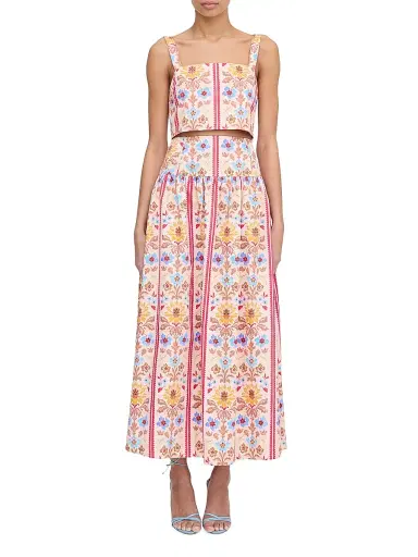 Hill House Home Women's The Clara Crop Top - Pink Floral Block Stripe | Thumbnail 6 Hill House Home Women's The Clara Crop Top - Pink Floral Block Stripe | Thumbnail 6