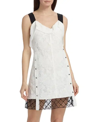 3.1 Phillip Lim Women's Corded Lace Organza Minidress - White Black | Thumbnail 3 3.1 Phillip Lim Women's Corded Lace Organza Minidress - White Black | Thumbnail 3
