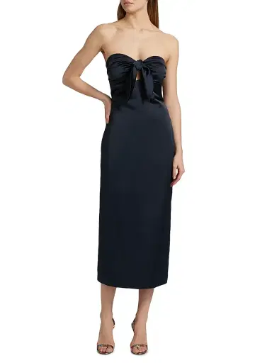 Ramy Brook Women's Orion Knotted Satin Midi-Dress - Navy | Thumbnail 3 Ramy Brook Women's Orion Knotted Satin Midi-Dress - Navy | Thumbnail 3