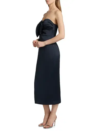 Ramy Brook Women's Orion Knotted Satin Midi-Dress - Navy | Thumbnail 4 Ramy Brook Women's Orion Knotted Satin Midi-Dress - Navy | Thumbnail 4