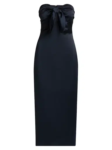 Ramy Brook Women's Orion Knotted Satin Midi-Dress - Navy | Thumbnail 1 Ramy Brook Women's Orion Knotted Satin Midi-Dress - Navy | Thumbnail 1