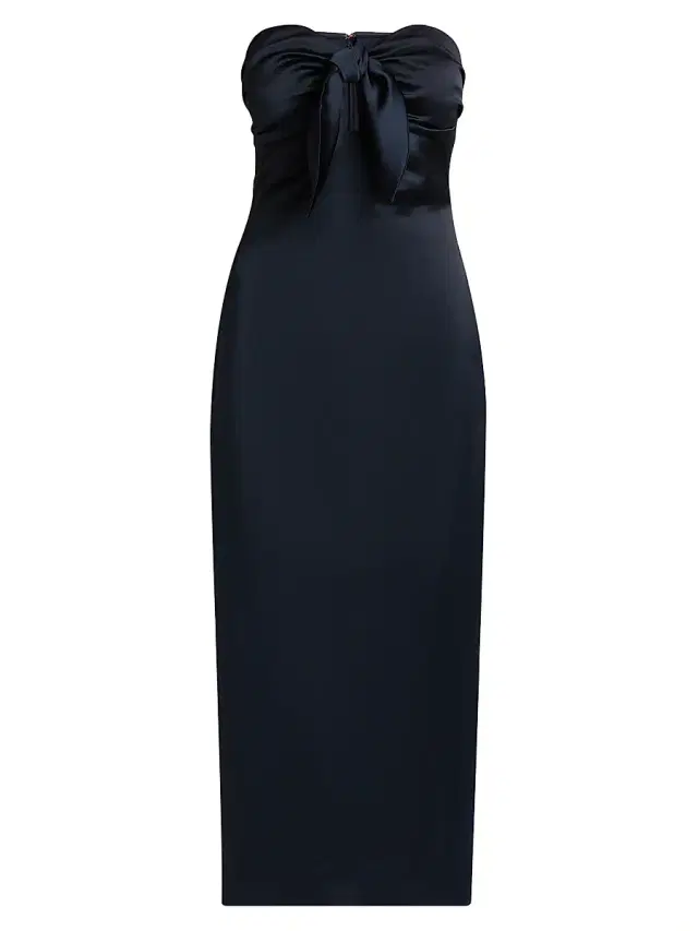 Women's Orion Knotted Satin Midi-Dress - Navy Women's Orion Knotted Satin Midi-Dress - Navy