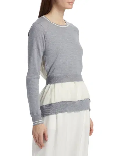 3.1 Phillip Lim Women's Tie-Back Chiffon Crewneck Sweatshirt - Grey Melange - Size Large | Thumbnail 4 3.1 Phillip Lim Women's Tie-Back Chiffon Crewneck Sweatshirt - Grey Melange - Size Large | Thumbnail 4