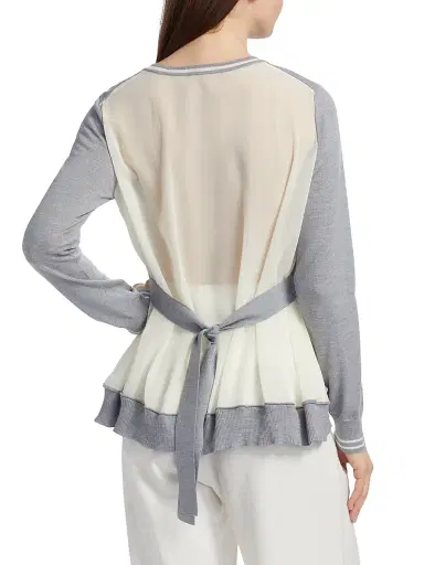 3.1 Phillip Lim Women's Tie-Back Chiffon Crewneck Sweatshirt - Grey Melange - Size Large | Thumbnail 5 3.1 Phillip Lim Women's Tie-Back Chiffon Crewneck Sweatshirt - Grey Melange - Size Large | Thumbnail 5
