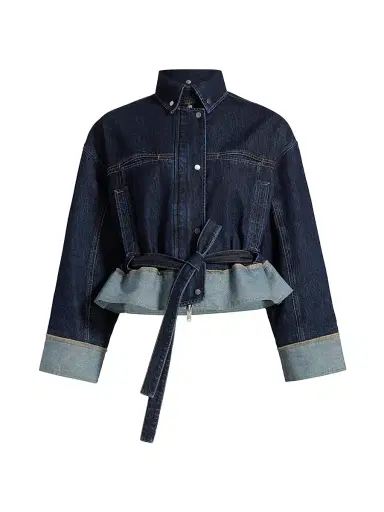3.1 Phillip Lim Women's Boxy Peplum Hem Denim Jacket - Dark Indigo - Size Large | Thumbnail 1 3.1 Phillip Lim Women's Boxy Peplum Hem Denim Jacket - Dark Indigo - Size Large | Thumbnail 1