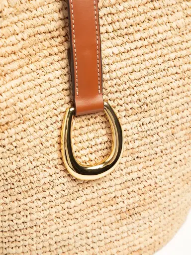 Staud Women's Vista Raffia Tote Bag - Natural And Tan | Thumbnail 5 Staud Women's Vista Raffia Tote Bag - Natural And Tan | Thumbnail 5